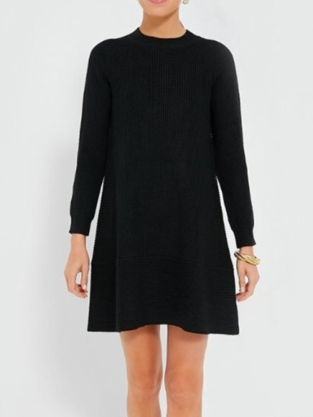 Pomander Place Ainsley Long Sleeve Ribbed Knit Sweater Dress in Black Sz S LBD